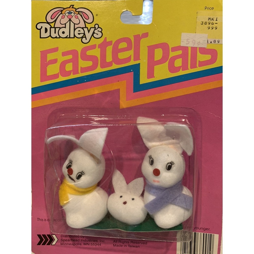Vintage Easter Dudleys Easter Pals Fabric and Felt Bunny Decorations 1987 Taiwan